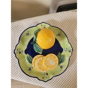 Bella Casa Ganz Plates Wall Decor Slice/Whole Lemon VTG Handpainted Cottagecore
